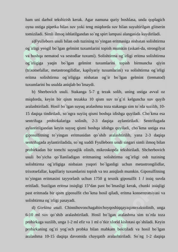 Hayvonlarni gelmintologik tekshiris gelmintlarni yig’sh va aniqlash usullari 7