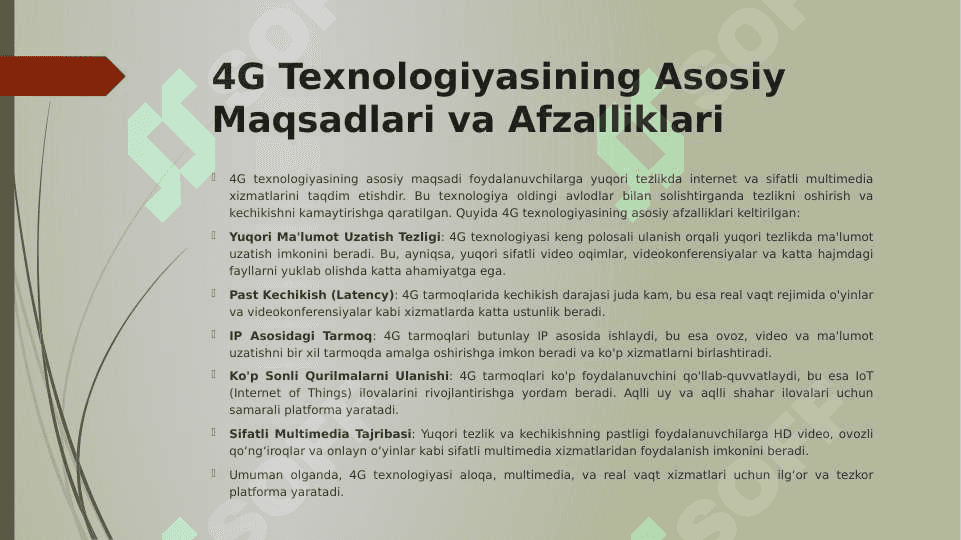 4G sotali aloqa tizimlari konsepsiyasi 4