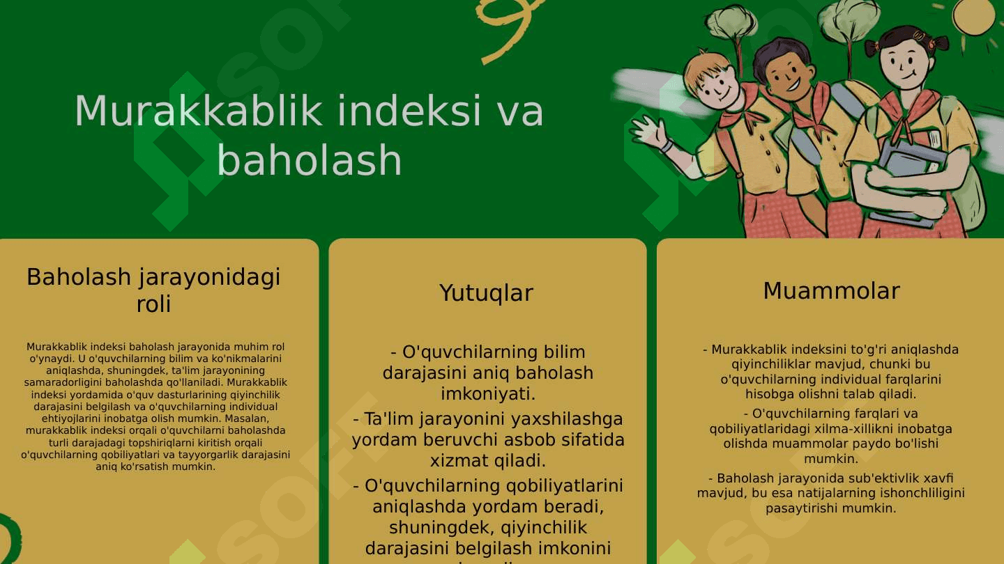 Slide. Maktab va oliy taʼlimda foydalanish uchun  Test topshiriqlarining murakkablik indeksi ( affektivlik ) va diskriminativligi 7