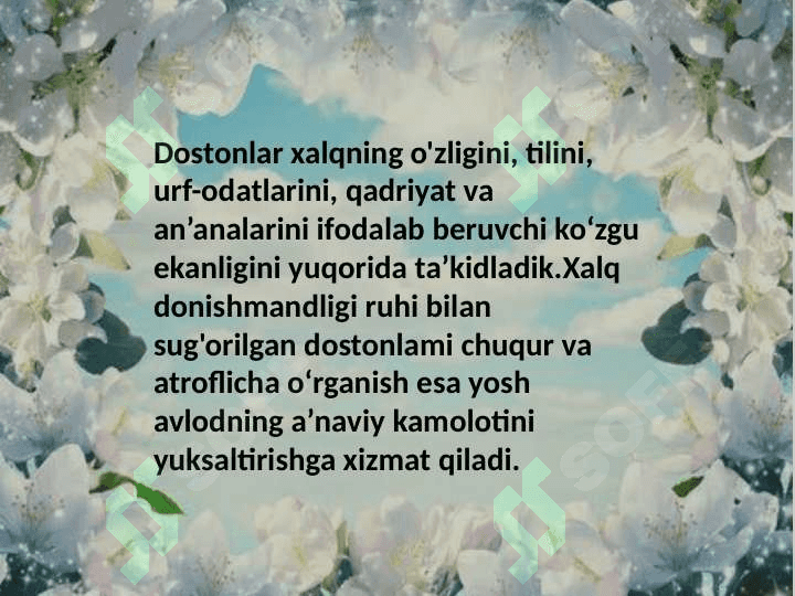 DOSTONLAR VA AFSONALAR–BEBAHO QADRIYATLAR MAJMUI SIFATIDA 6