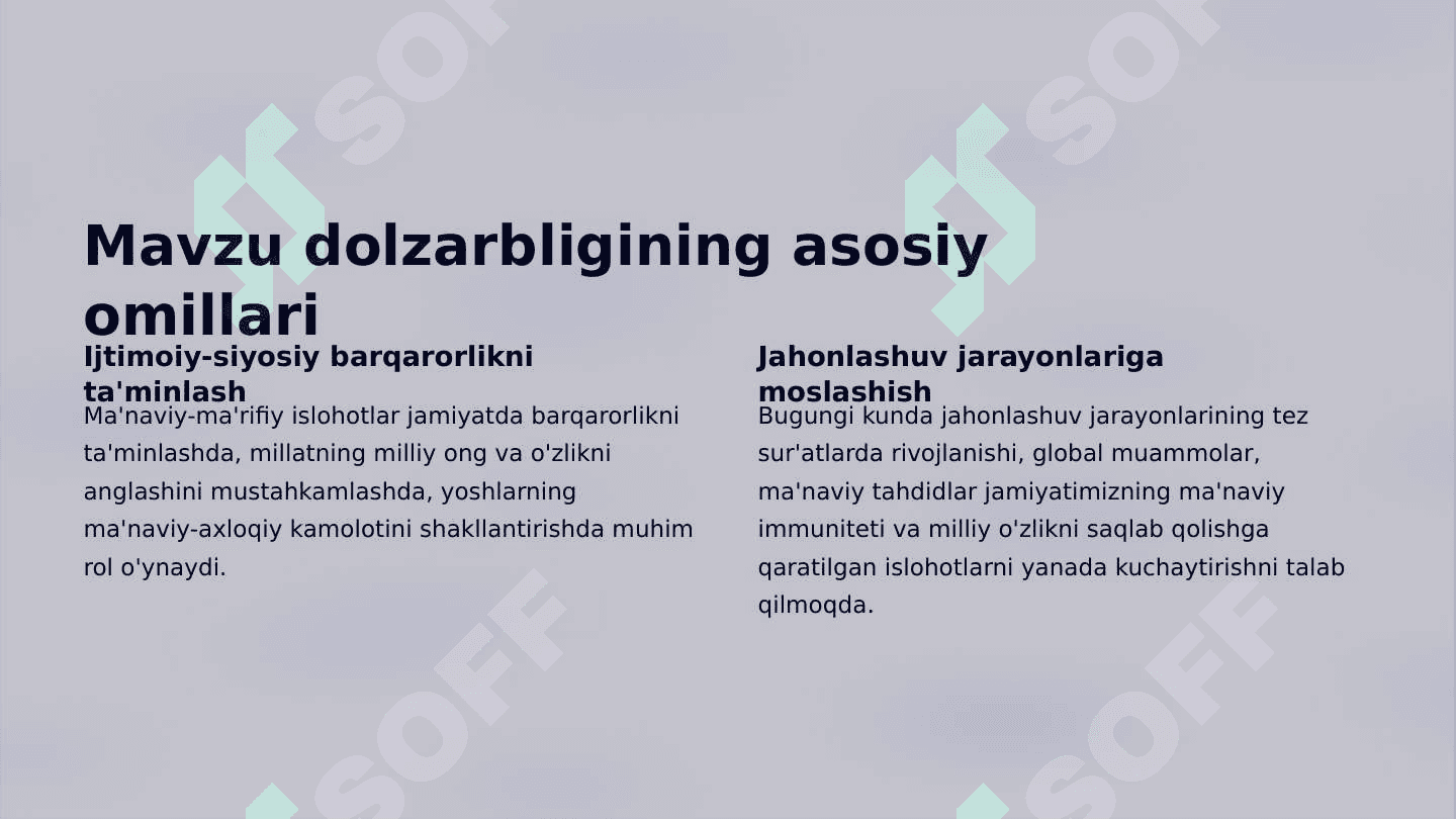 Ma'naviy-ma'rifiy sohalarda islohotlarni amalga oshirish 2