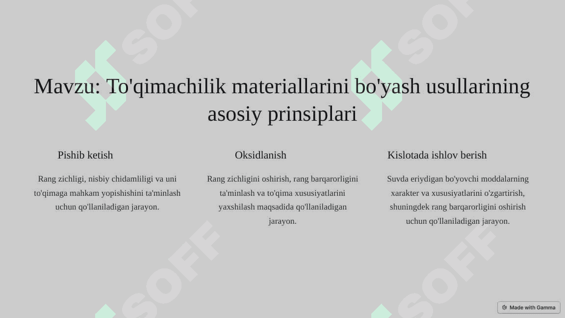 To'qimachilik materiallarini suvda eriydigan bo'yovchi moddalar bilan bo'yash usullari 3