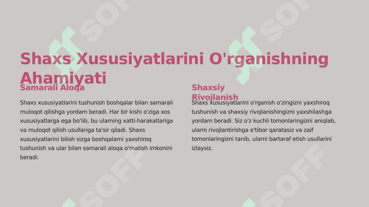 Shaxs Xususiyatlarini O'rganish Metodikalari 2