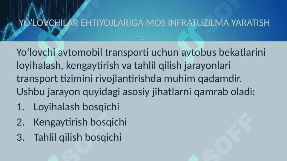 Yo'lovchi avtomobil transporti avtobus bekatlarini loyihalash kengaytirish tahlil qilish 3