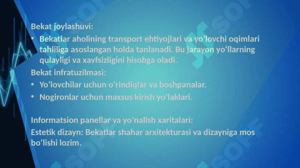 Yo'lovchi avtomobil transporti avtobus bekatlarini loyihalash kengaytirish tahlil qilish 4