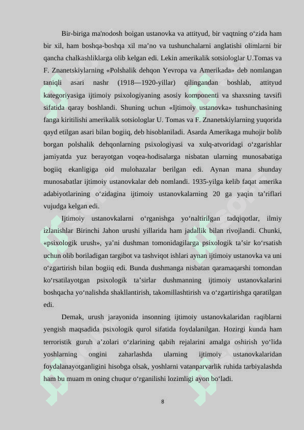 Ijtimoiy ustanovka tushunchasi 8