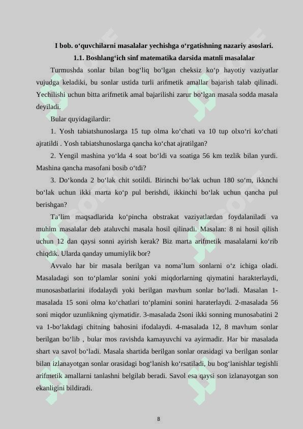 Boshlang'ich 3-sinf matematika darslarida sodda masalalar va ularni yechishga o‘rgatish metodikasi 8