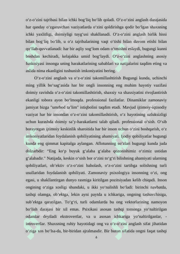 Gumanistik psixologiyada o‘z-o‘zini anglash g‘oyasi 6