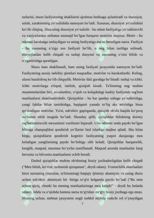 Shaxsning motivatsion sohasi 7