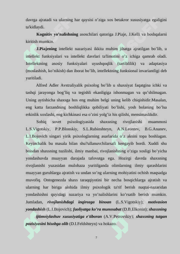 Ontogenezda inson psixikasining rivojlanishi 7