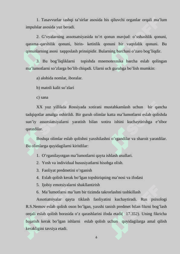 A. R Luriyaning xotiraga doir tadqiqotlari 6