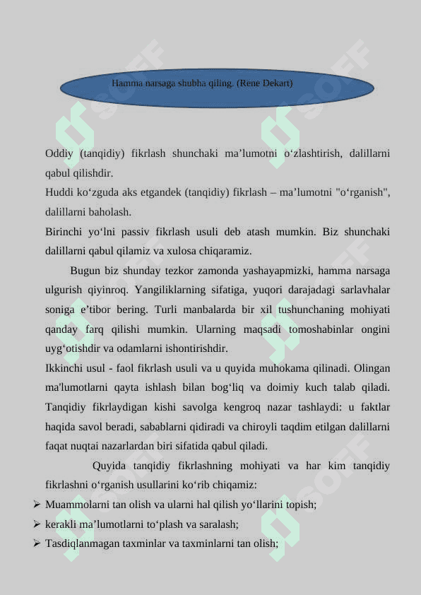 Tanqidiy fikrlash 3