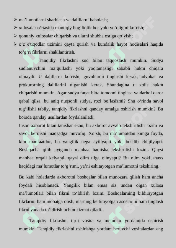Tanqidiy fikrlash 4