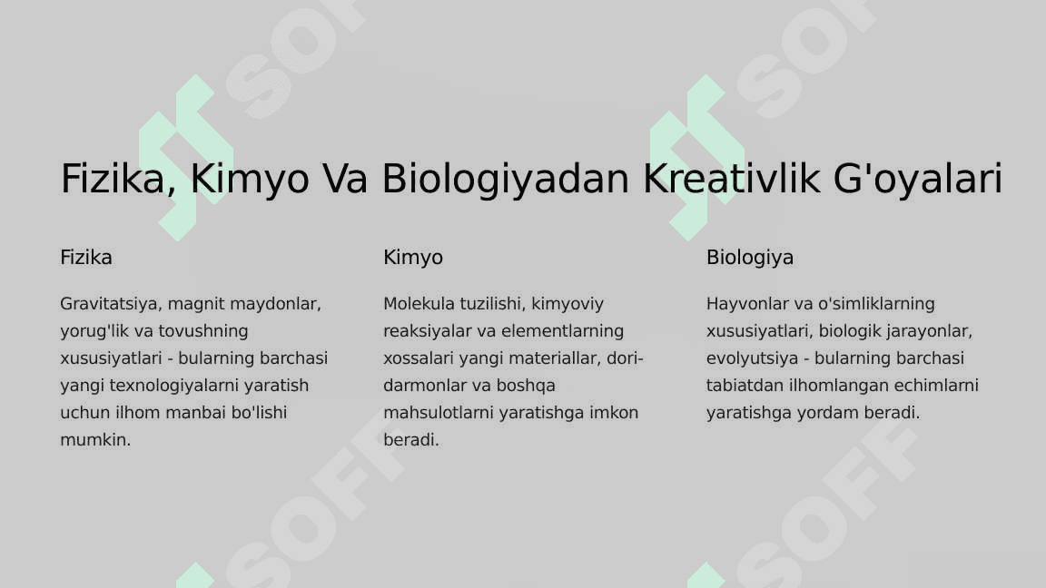 Tabiiy Fanlardan Kreativlik G'oyalari 2