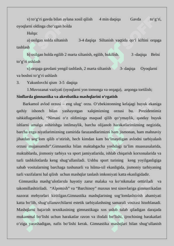 Statik mashqlarni bajarish 5