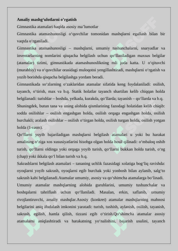 Statik mashqlarni bajarish 8