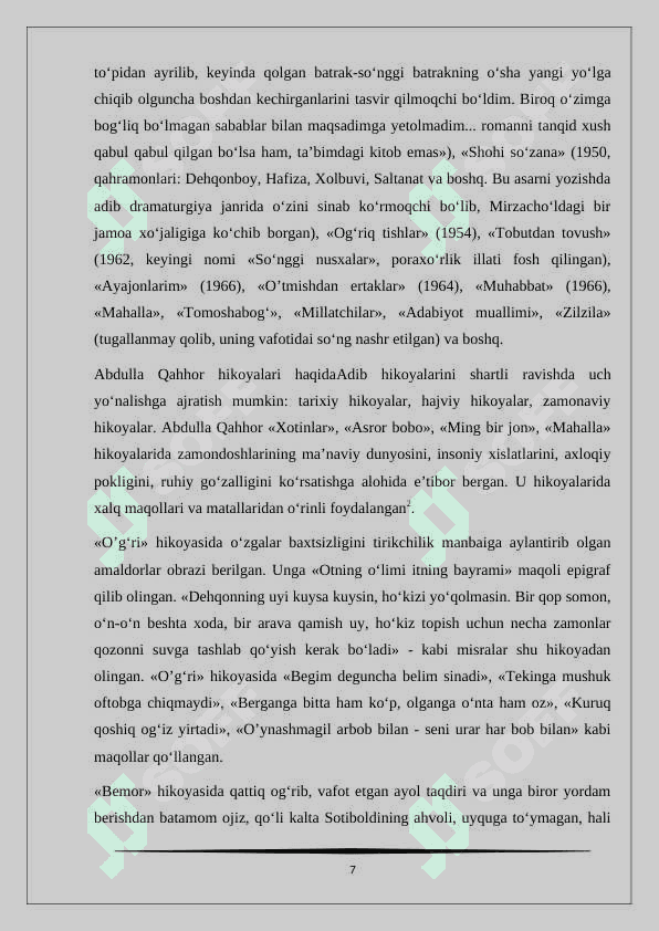 ABDULLA QAHHOR HIKOYALARIDA TOPONIMIKA MAVZUSIDA 7