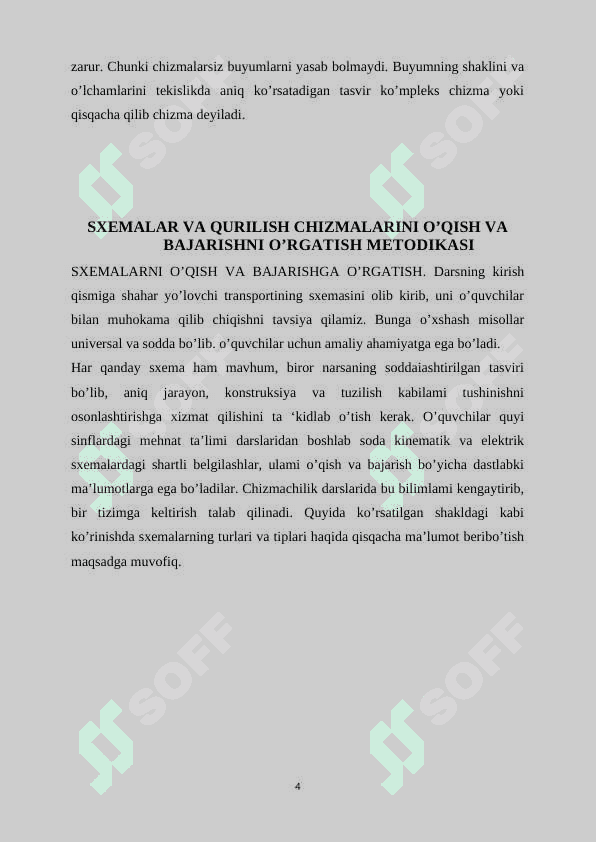 Sxemalar va qurilish chizmalarini o’qish va bajarishni o’rgatish metodikasi 4
