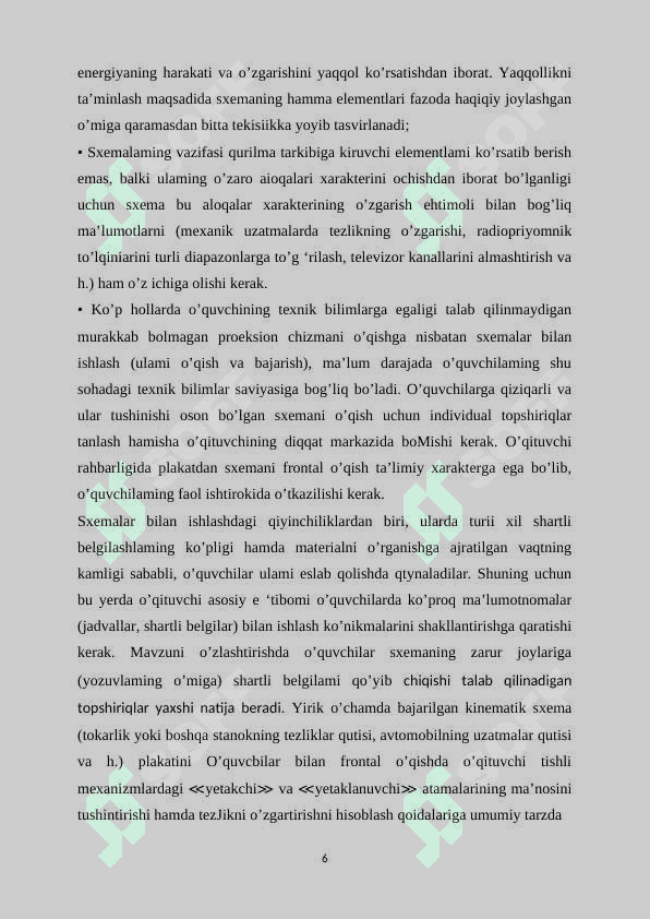 Sxemalar va qurilish chizmalarini o’qish va bajarishni o’rgatish metodikasi 6