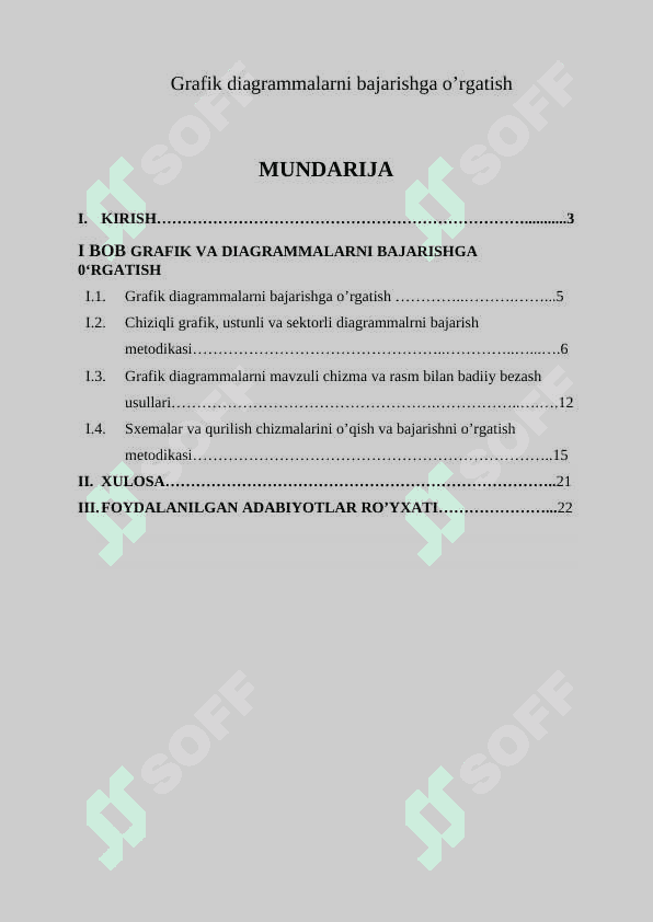 Grafik diagrammalarni bajarishga o’rgatish 2