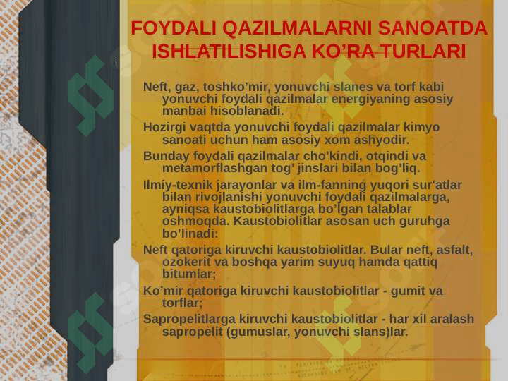 Foydali qazilmalar ularning ahamiyati 2