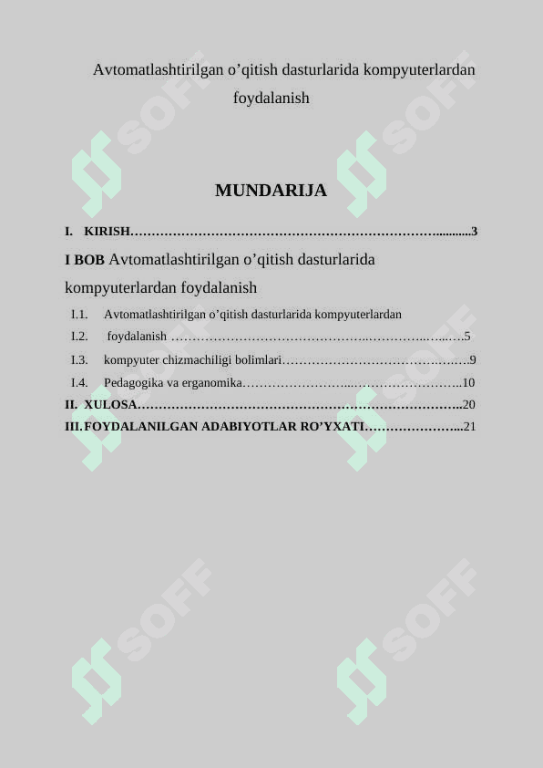Avtomatlashtirilgan o’qitish dasturlarida kompyuterlardan foydalanish 2