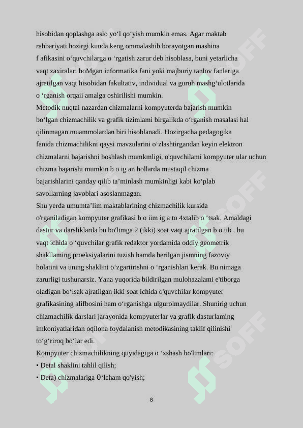 Avtomatlashtirilgan o’qitish dasturlarida kompyuterlardan foydalanish 8
