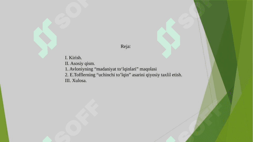 Avloniyning “ Madanyat to’lqinlari “ maqolasi va E.Tofflerning “uchinchi to’lkin “ asarini qiyosiy taxlil etish 2