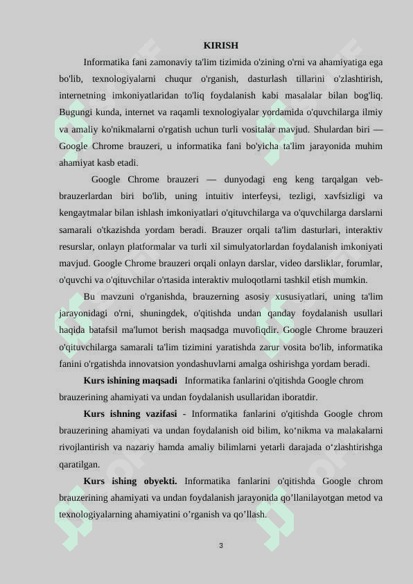 Informatika fanlarini o'qitishda Google chrome brauzerining ahamiyati va undan foydalanish usullari. 3