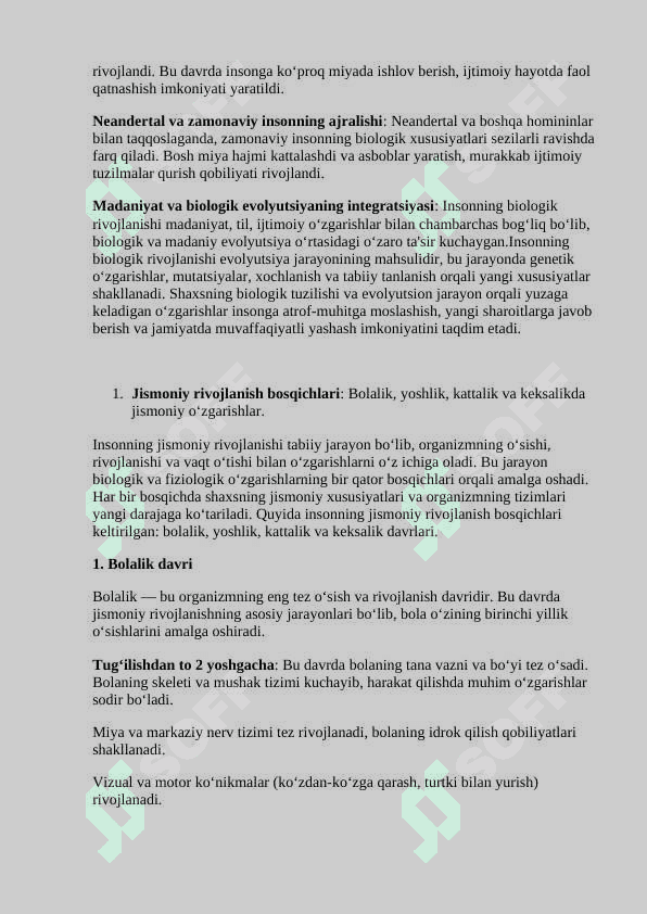 Shaxsni evolyutsion jihatdan rivojlanishi 6