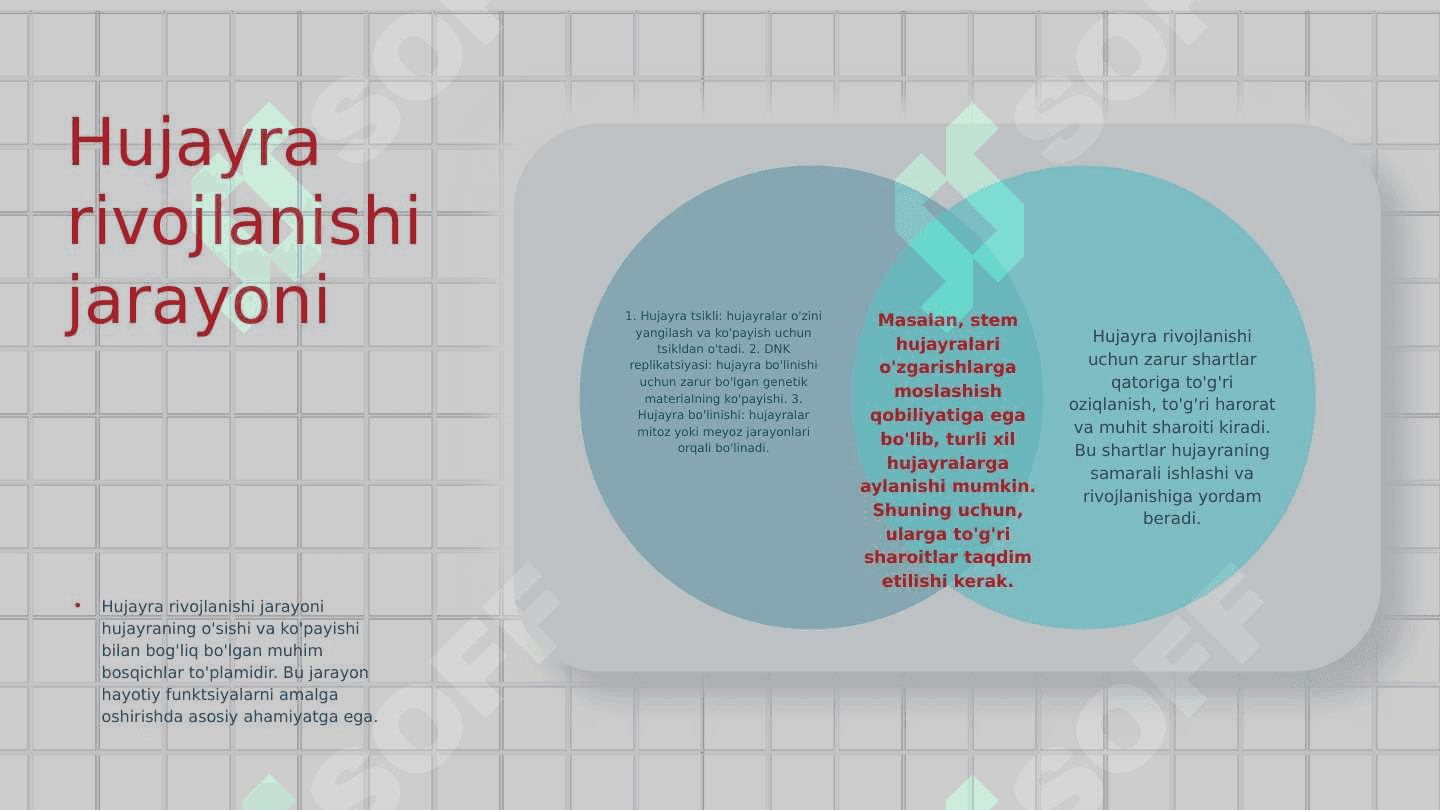 Tiriklik belgilari.Hujayraning oziqlanishi. Rivojlanishi va koʻpayishi.Oʻsimliklar anatomiyasi. Fiziologiyasi 4