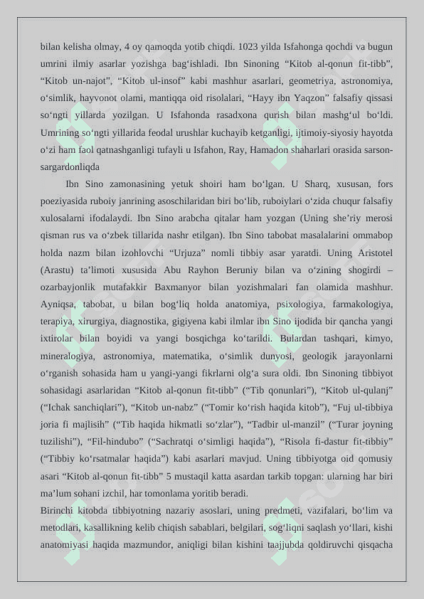 Ibn Sinoning lotin tiliga tarjima qilingan asarlari va ularning fan tarixidagi ahamiyati 24 3