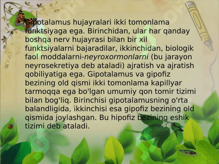 Ichki sekretsiya bezlari Gipotalamo-gipofiz tizimi Qalqonsimon bez va Qalqonsimon oldi bezlari Fiziologiyasi 8