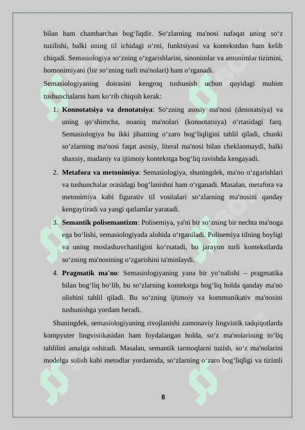 Semasiologiya: Soʻzlarning semantik va fonetik aspektlari 8