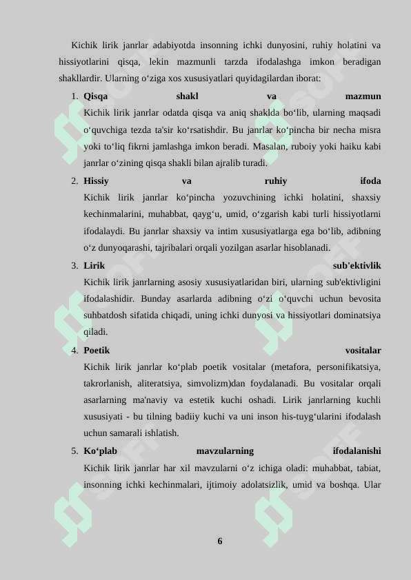 Kichik lirik janrlar tavsifi 6