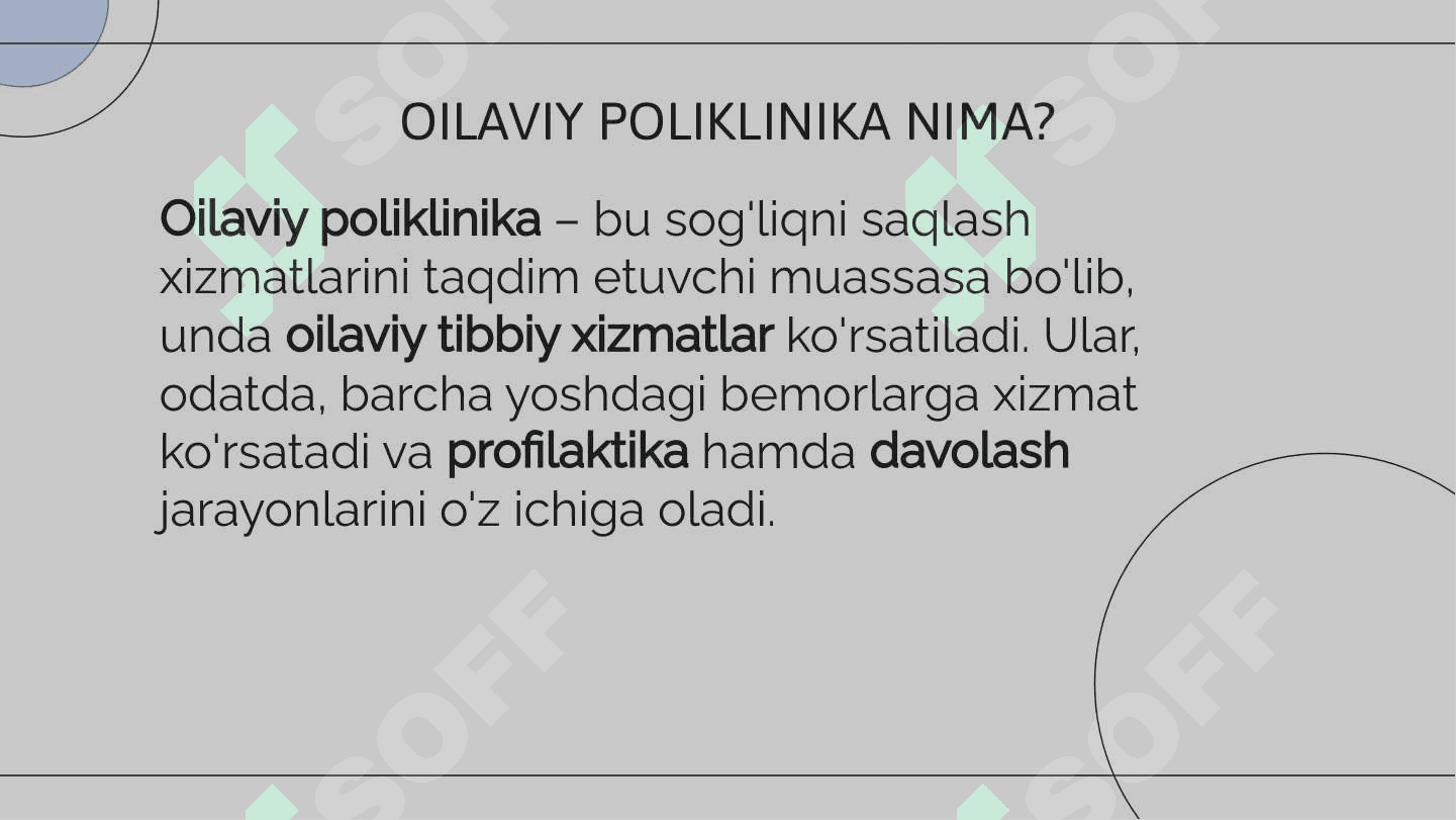 SHahar aholisiga tibbiy xizmatni tashkil qilish, Oilaviy poliklinikaning ish faoliyati vazifalari, ish usuli, hisob hujjatlarini yuritish xususiyatlari 3