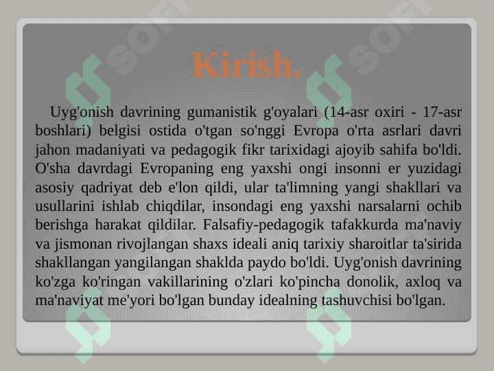 G’arb  uyg’onish  davrida  pedagogika  fani  taraqqiyoti 2