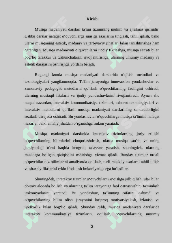 Musiqa madaniyati darslarida interaktiv kommunikatsiya tizimlarini tashkil etish 2