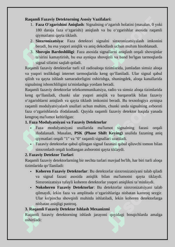 Raqamli fazaviy detektor 2