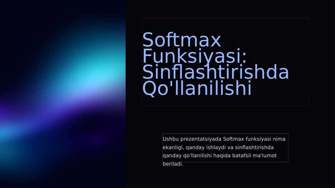 Softmax funksiyasidan foydalanish va sinflashtirish.