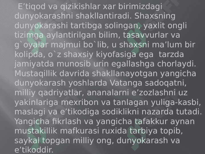 Shaxs dunyoqarashi va ma’naviyatini shakllantirish omillari 3