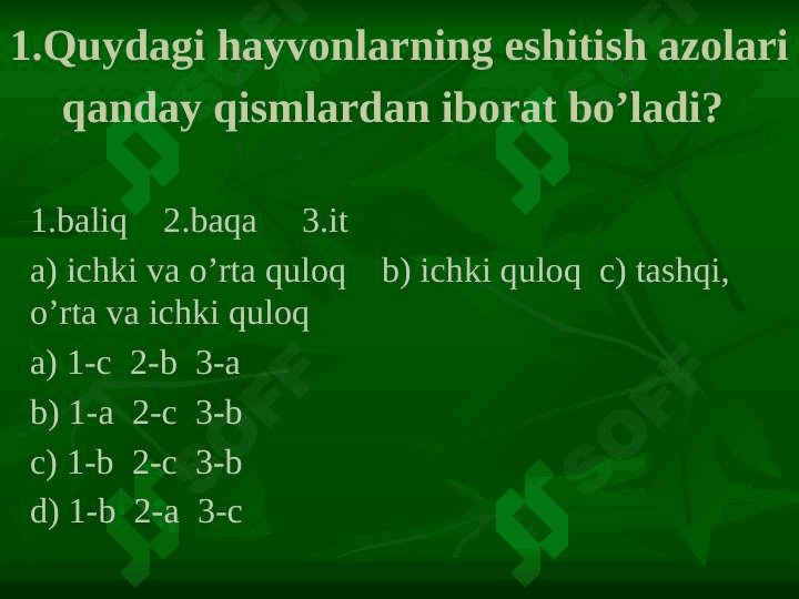 Sut emizuvchilar test 2