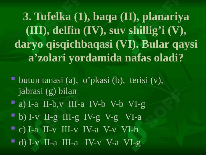 Sut emizuvchilar test 4