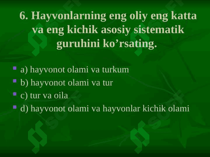 Sut emizuvchilar test 7