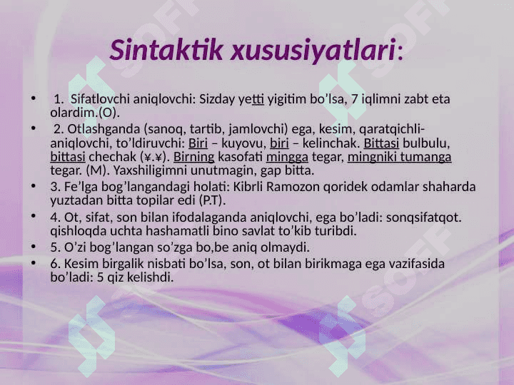 Son so'z turkumi. 8
