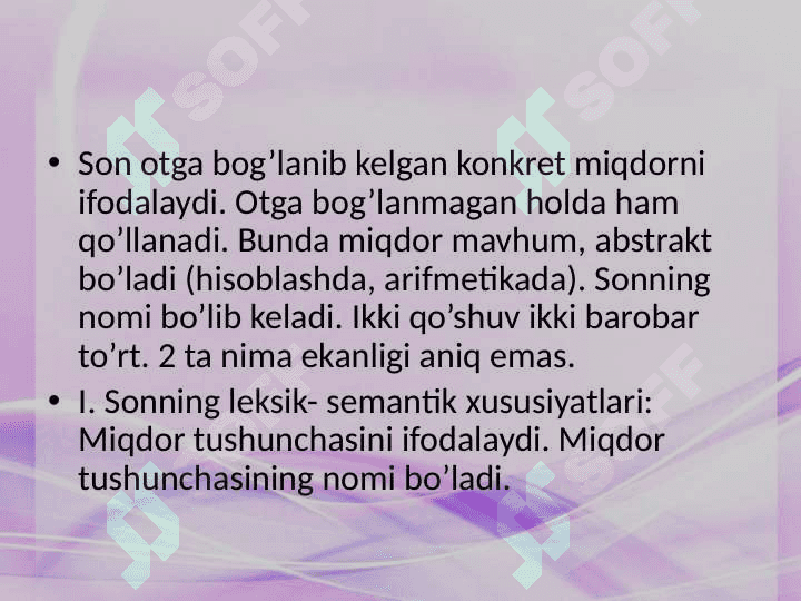 Sonning leksik gramatik xususiyatlari,ma'no turlari. 5