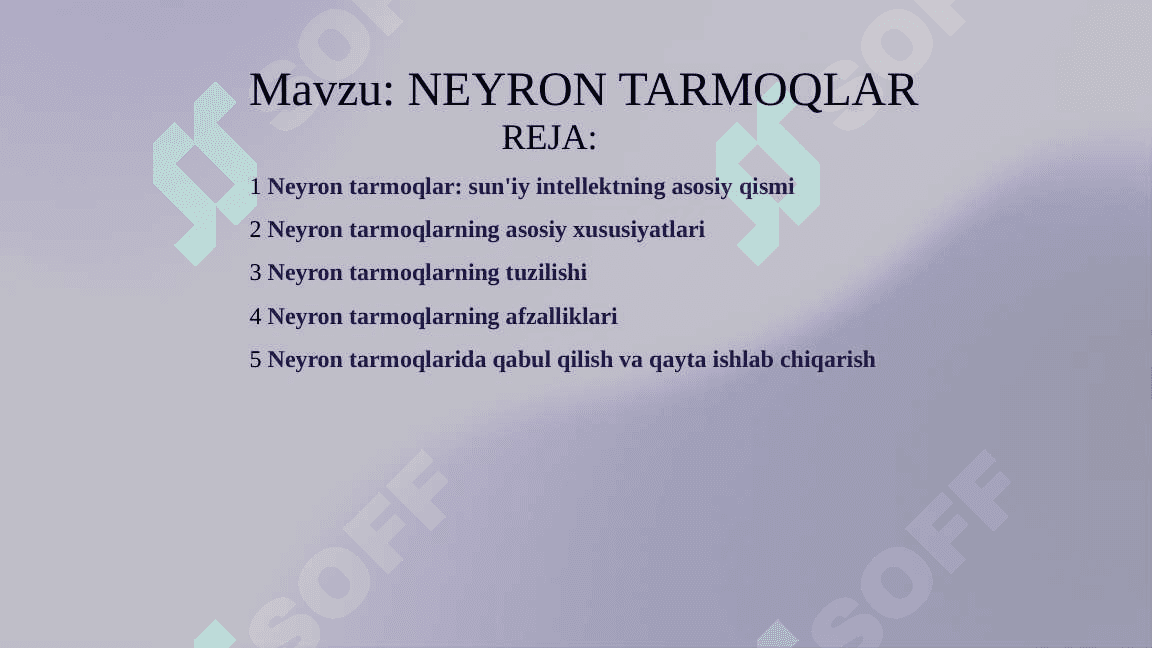NEYRON TARMOQLAR 2