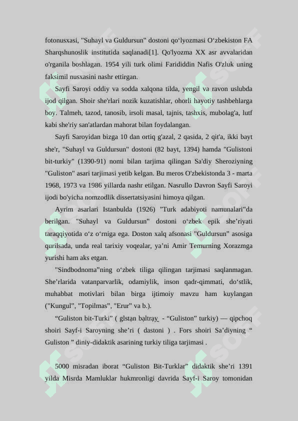 SAYFI SAROYINING  GULISTON-BIT TURKIY ASARIDA OBRAZLAR TAHLILI 4