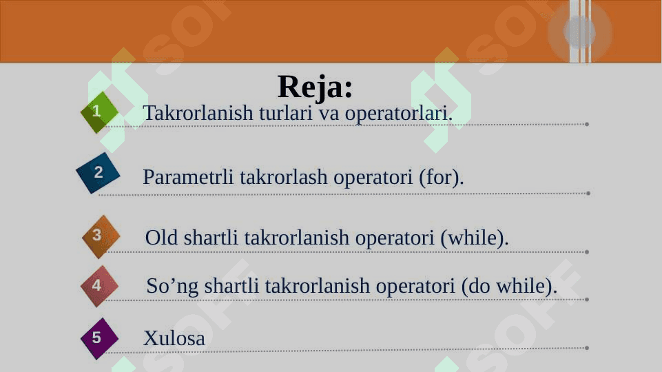 Takrorlanish operatorlari. 2