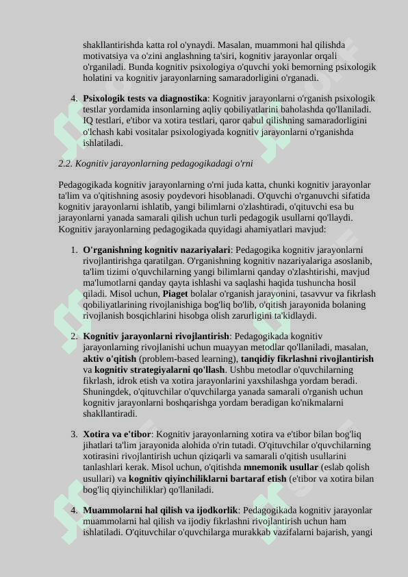 kognitiv jarayonlarning shakllanishi 4